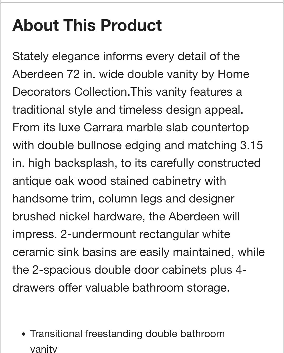 ✨️ Home Decorators Collection Aberdeen 72 in. Double Sink Freestanding Antique O