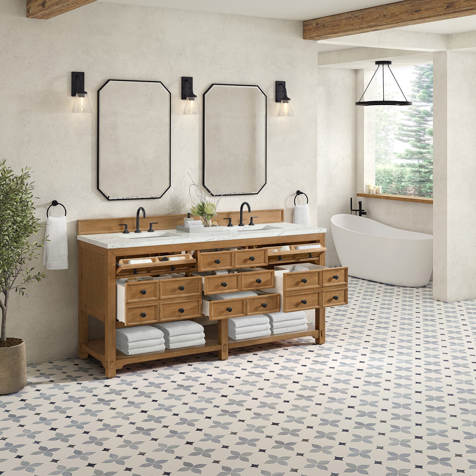 James Martin Vanities 505-V72-FENC Malibu 72″ – Amber Birch