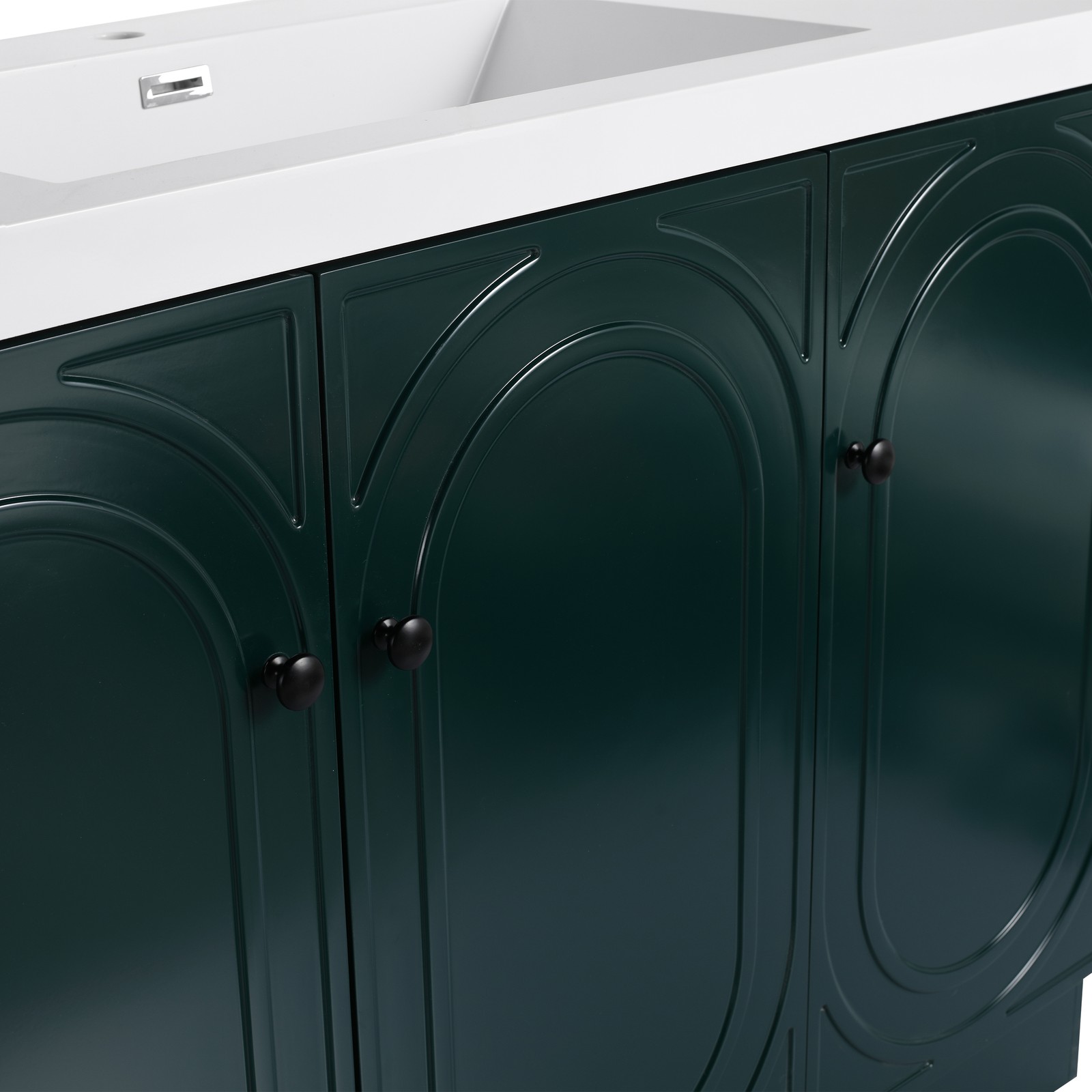 48 Inch Dark Green Bathroom Vanity with 3 Soft-Close Doors