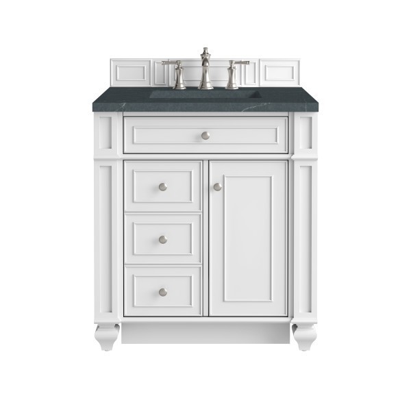 30″ James Martin Bristol157-V30-BW-3CSP Vanity Cabinet Charcoal Soapstone Top