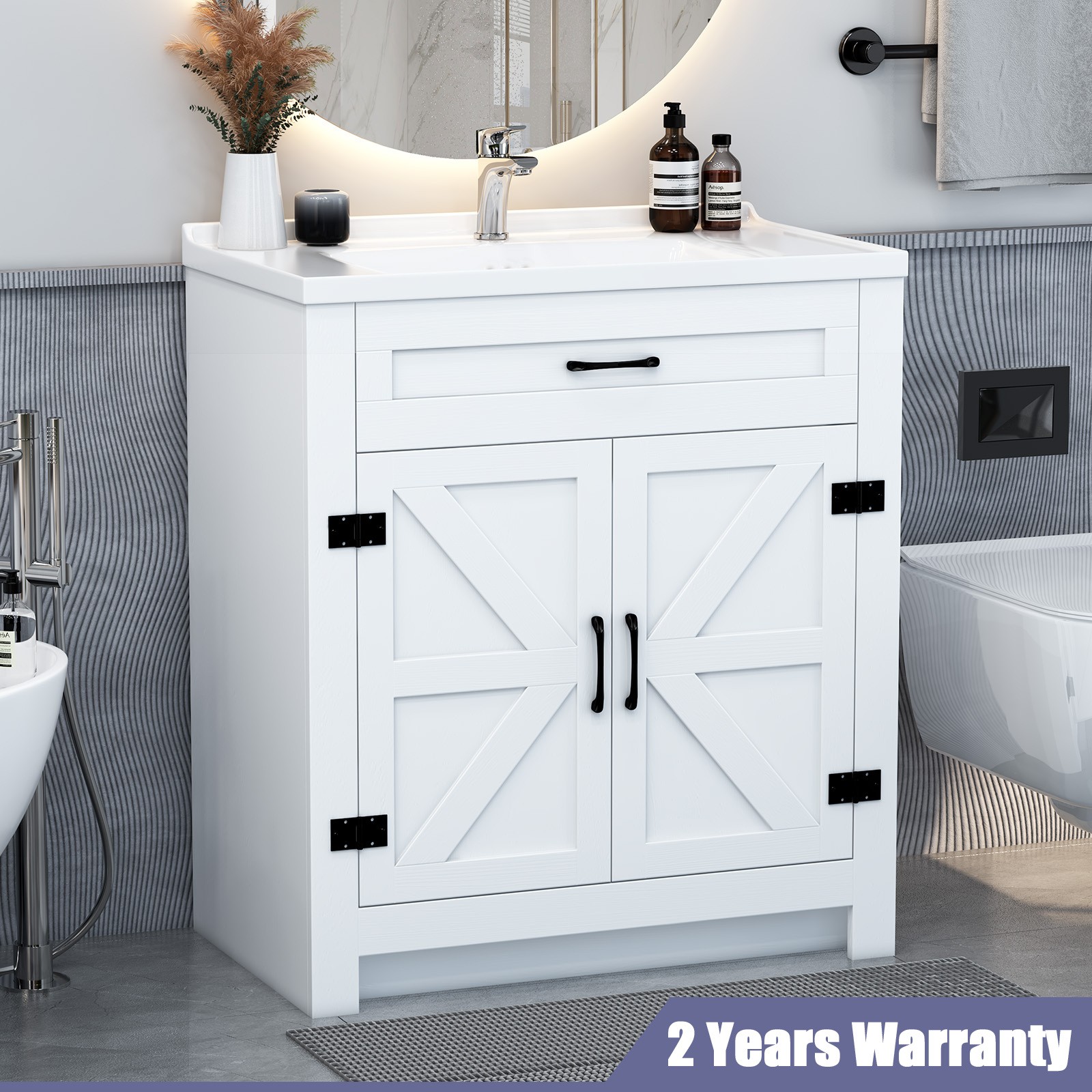Modern Bathroom Sink Cabinet & Wash Basin Sink Cabinet with Door Waterproof