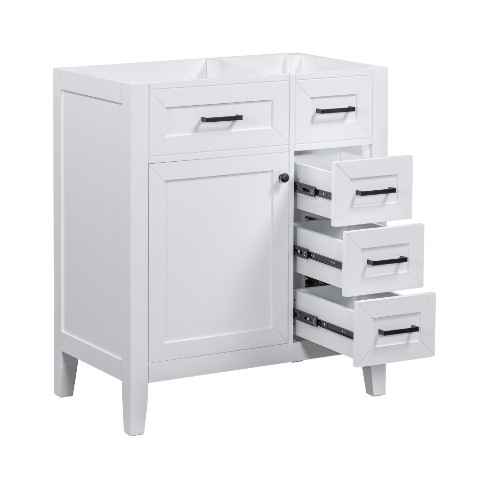 Vanity with Three Sliding Drawers and Shelves For Bathrooms Without Sinks