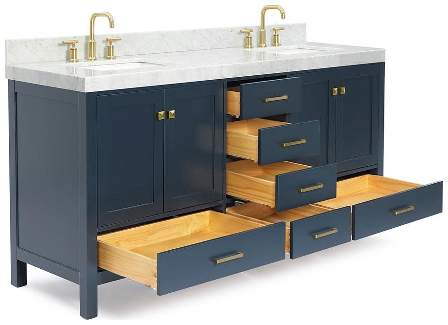 Ariel A072DCW5RVO Cambridge 72″ – Espresso / Italian Carrara Marble Top /