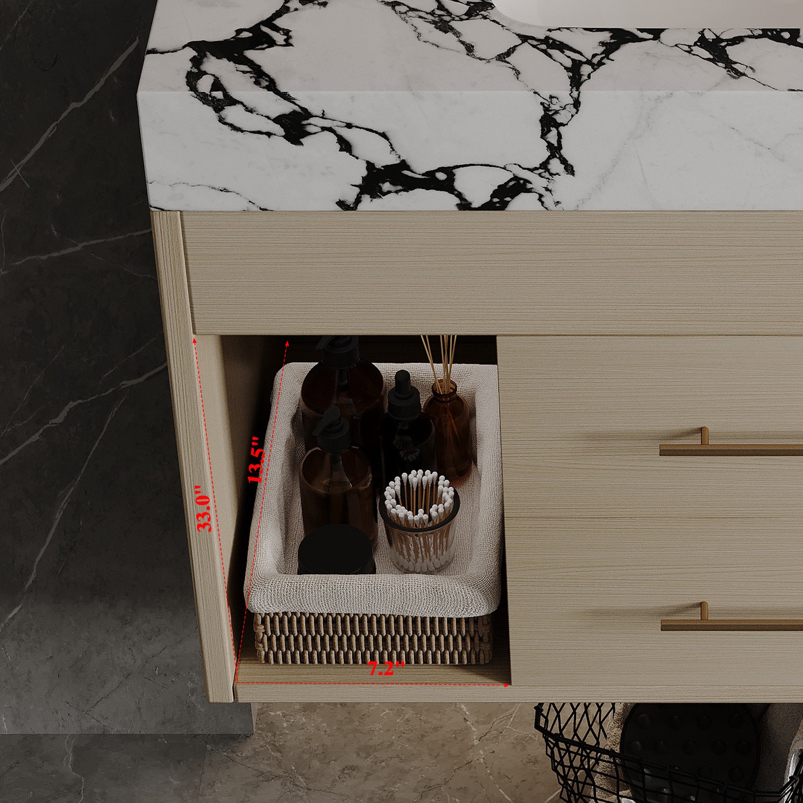 29.9″ Floating Bathroom Vanity with Sintered Stone Top & Ceramic Sink