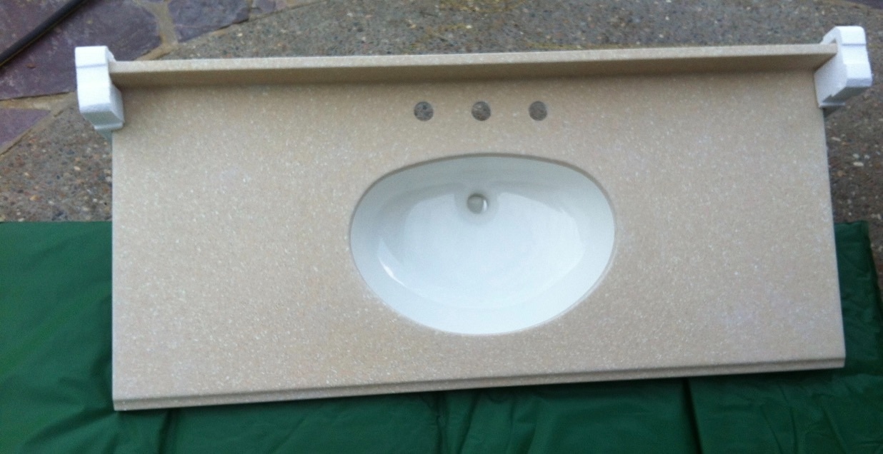 49″ Solid Surface Vanity Top Sandstone color w/ Undermount Sink – PICKUP ONLY