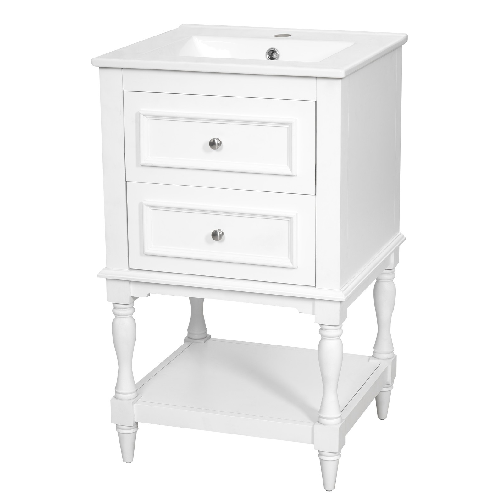 FUNIDEE 20” Bathroom Vanity Set Storage Cabinet with Ceramic Sink Combo Whtie
