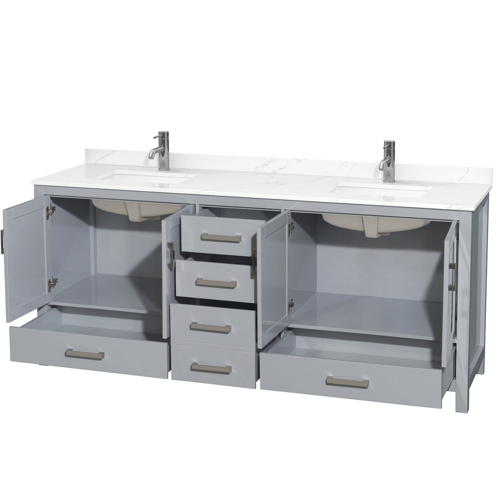 Wyndham Collection WCS141480D-QTZ-UNSMXX Sheffield 80″ – Gray / White Quartz Top