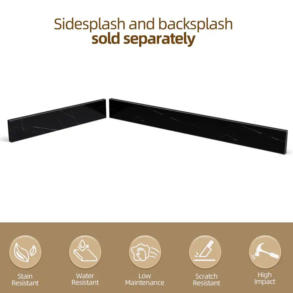21 In. W Marble Vanity Sidesplash for Countertop Threshold for Shower Curb Windo