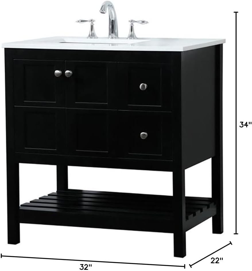 Elegant Lighting – VF16432BK – 32 inch Single Bathroom Vanity in Black Finish