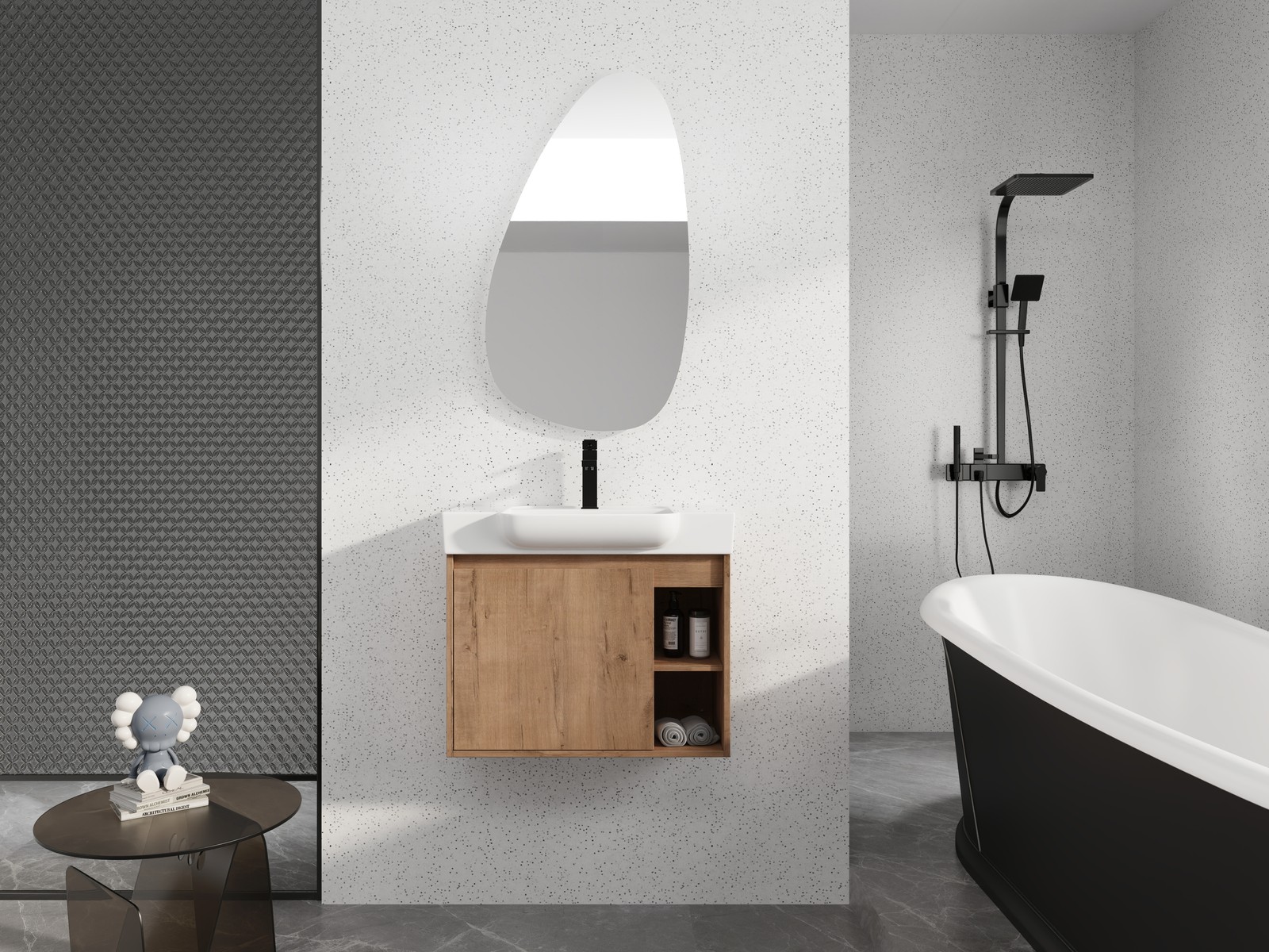 28 Inch Wall Mount Bathroom Vanity White Ceramic Sink Soft Close Door