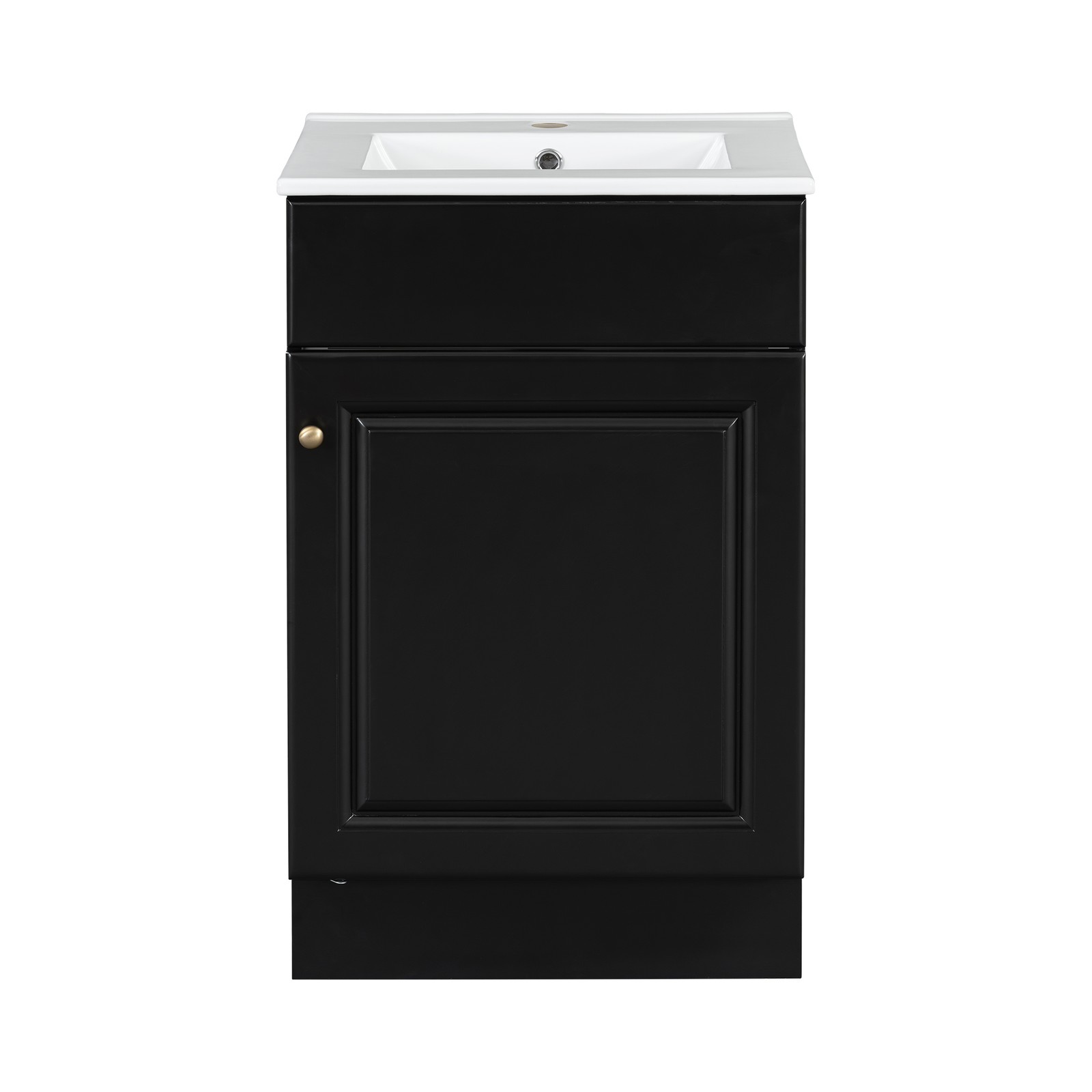 20″ Bathroom Vanity with Ceramic Sink, Black MDF Cabinet