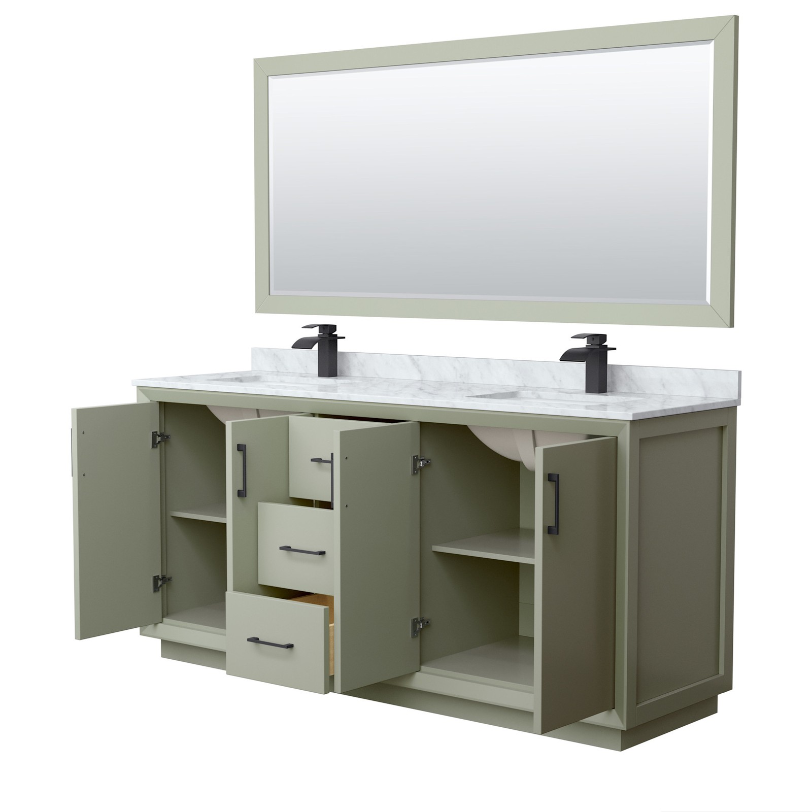 Wyndham Collection WCF414172D-NAT-UNSM70 Strada 72″ – White / Brushed Nickel