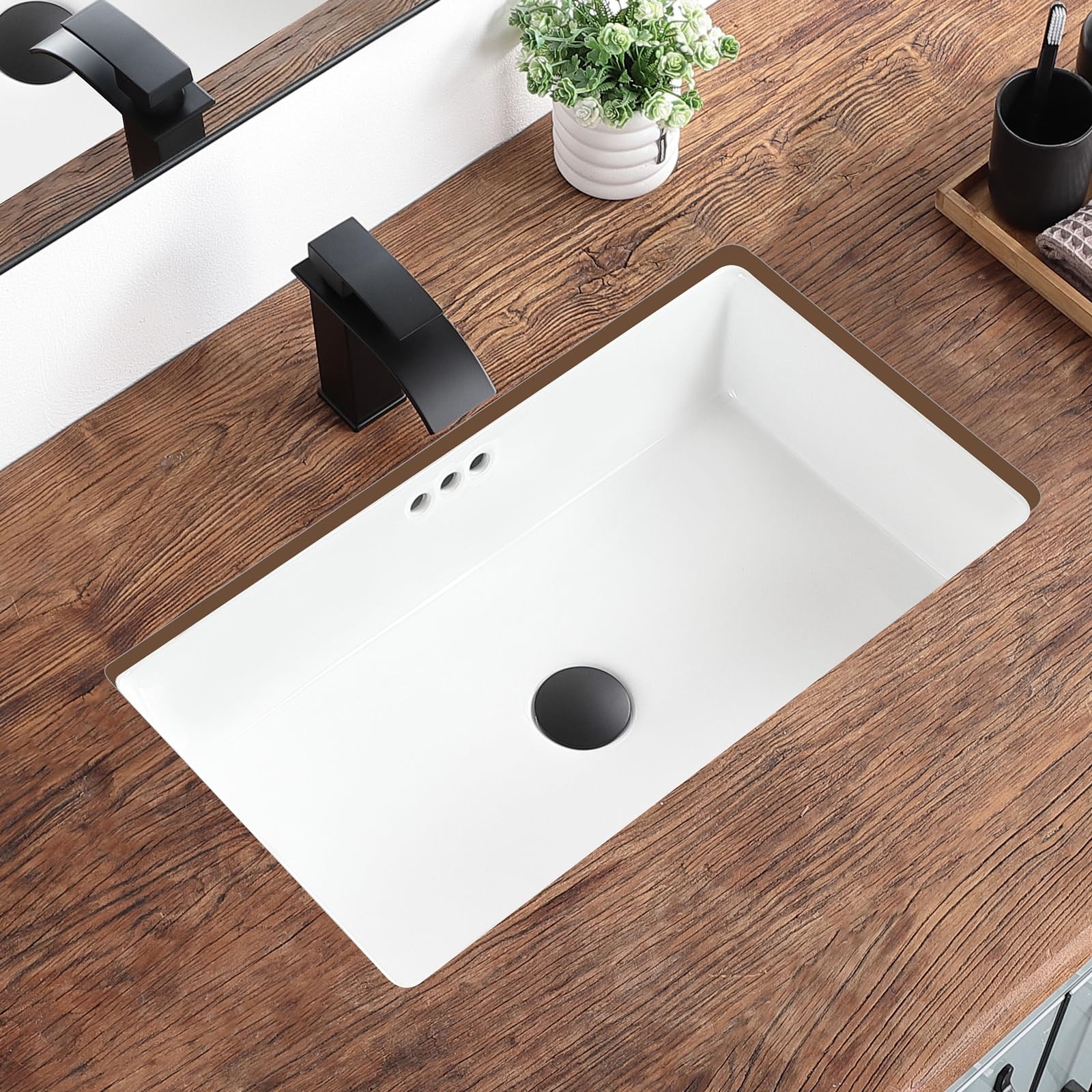 24 Inch Undermount Bathroom Sink Rectangular Undermount Sink White Ceramic Un…