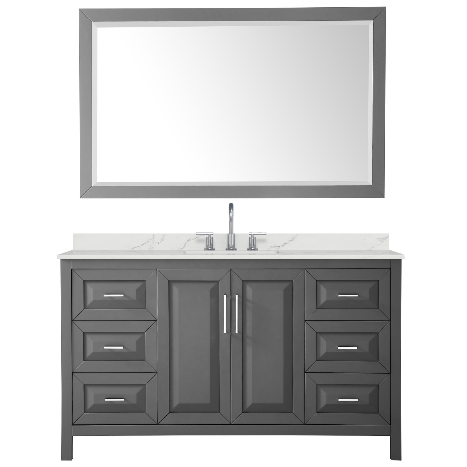 Wyndham Collection WCV252560S-QTZ-US3M58 Daria 60″ – Dark Espresso / White