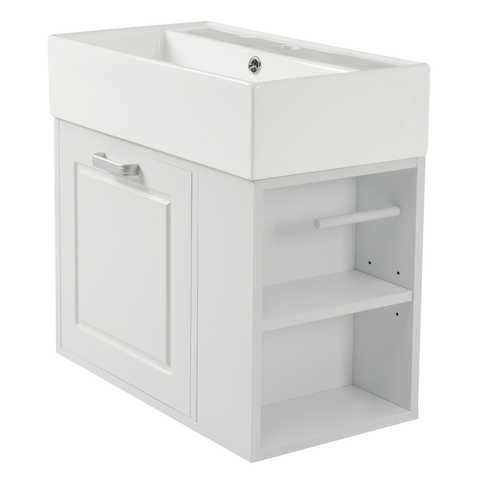 21.8″ Bathroom Vanity w/Ceramic Sink Wall Mounted Storage Cabinet w/Drawer