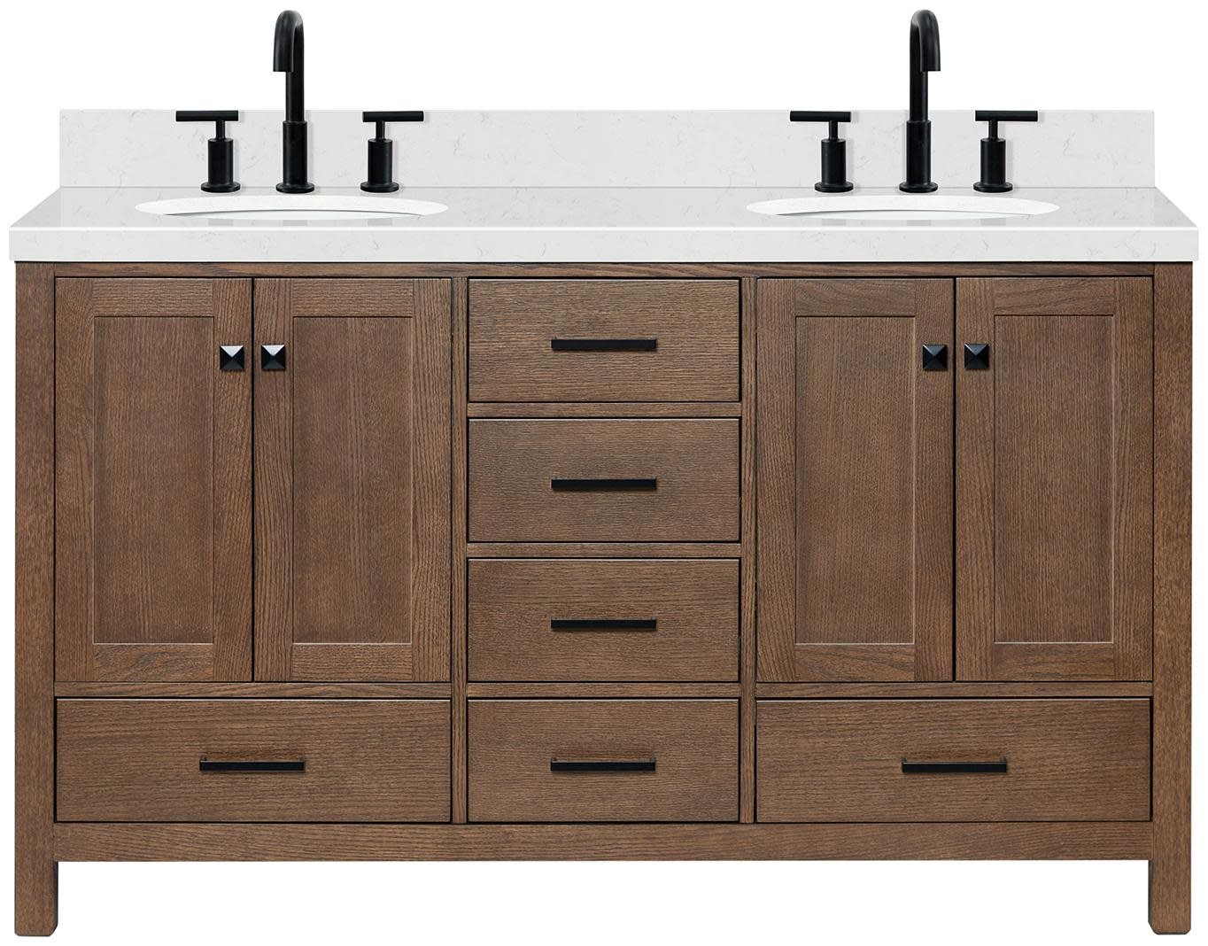 Ariel A060DCQOVO Cambridge 60″ – Brown Oak / Carrara White Quartz / Satin Brass