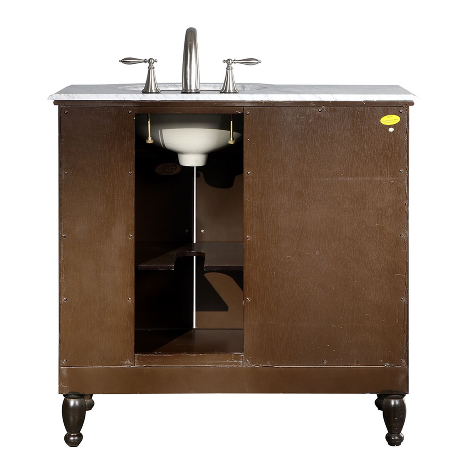 36-inch Bathroom Vanity White Marble Stone Top Single Right Sink Cabinet GD902R