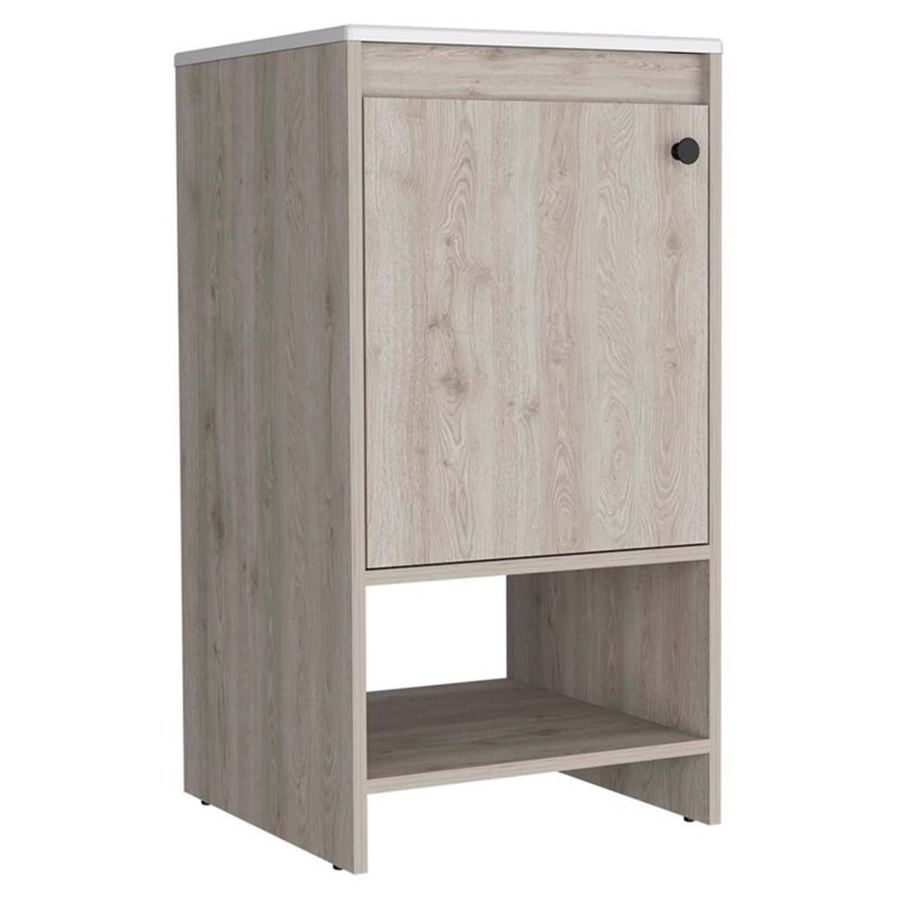 Atlin Designs Modern Metal Free Standing Vanity Cabinet in Light Gray