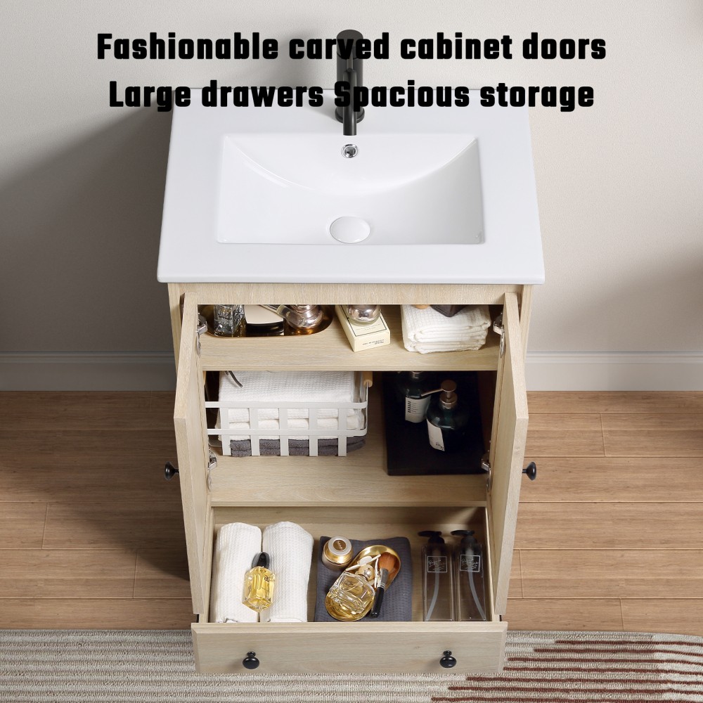 Ready to Assemble Bathroom Cabinet 24″ Wooden Vanity Sink Base