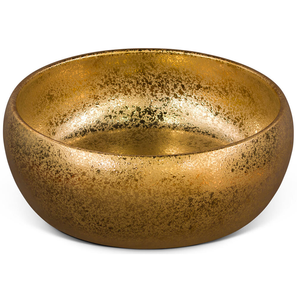 US Seller – 15in Gold Textured Oriental Porcelain Basin