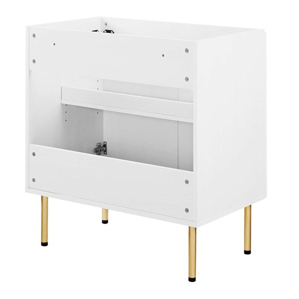 Modway Chaucer 30″ Wood & Rattan Bathroom Vanity Cabinet in White