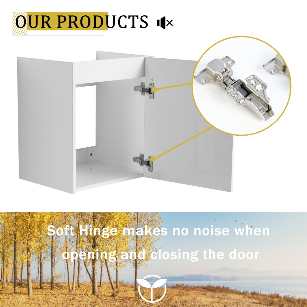 Floating Wall Mounted Bathroom Vanity W Ceramic Sink Soft Close Cabinet Door