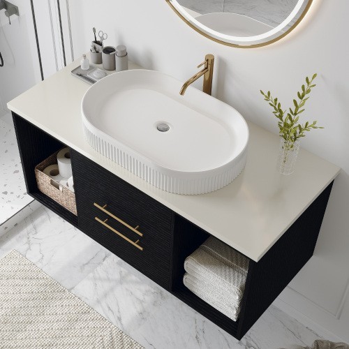 40”Single Bathroom Sink Cabinet 15 mm thicken Ceramic Wood Bathroom Vanity Sink