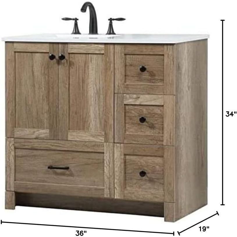 Elegant Lighting VF2836NT 36 inch Single Bathroom Vanity in Natural Oak