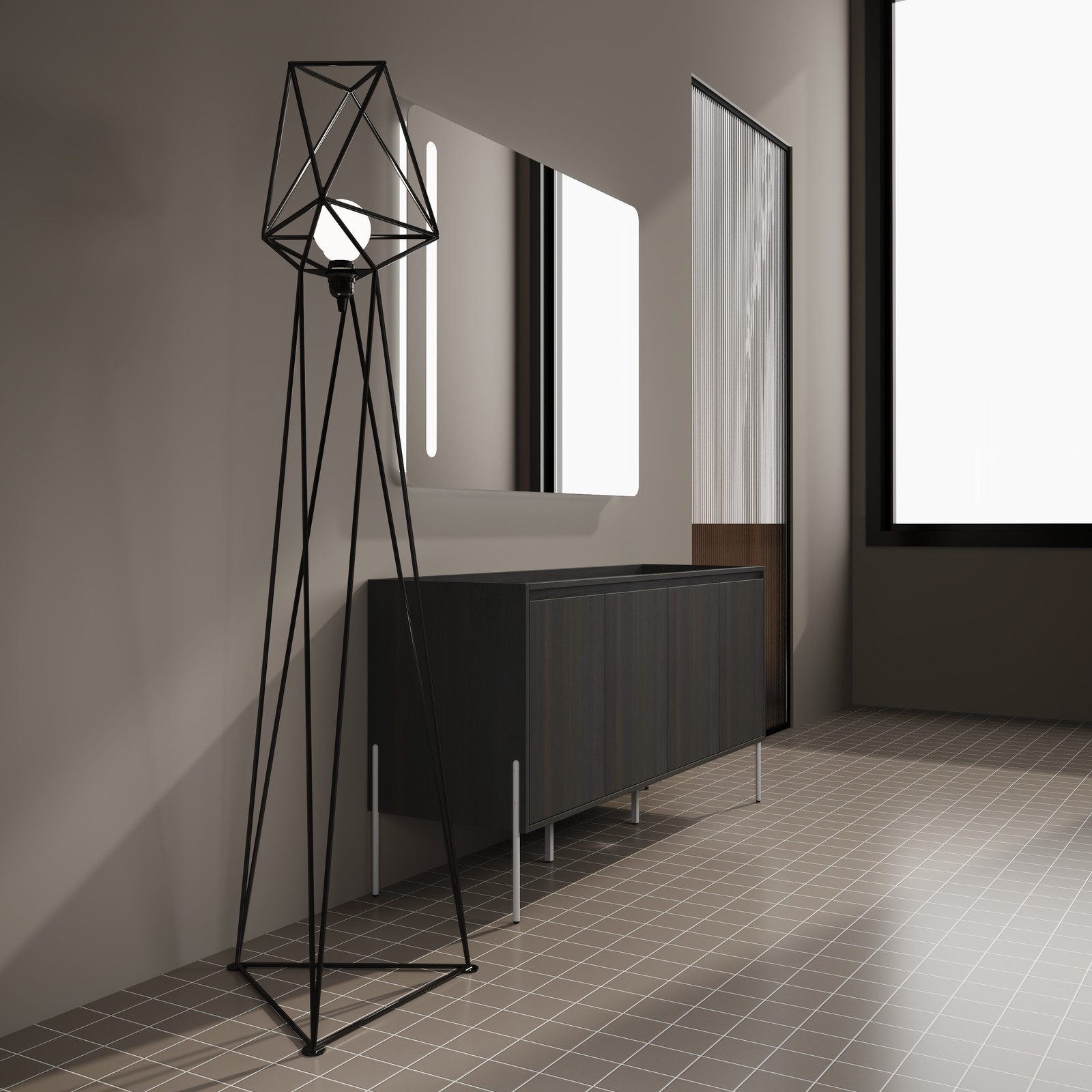 60 Inch Freestanding Bathroom Vanity Storage Cabinet Dark Oak Modern