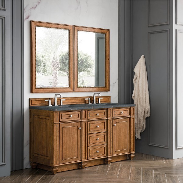 60in James Martin Bristol 157-V60D-SBR-3PBL Parisien Bleu Sileston Double Vanity