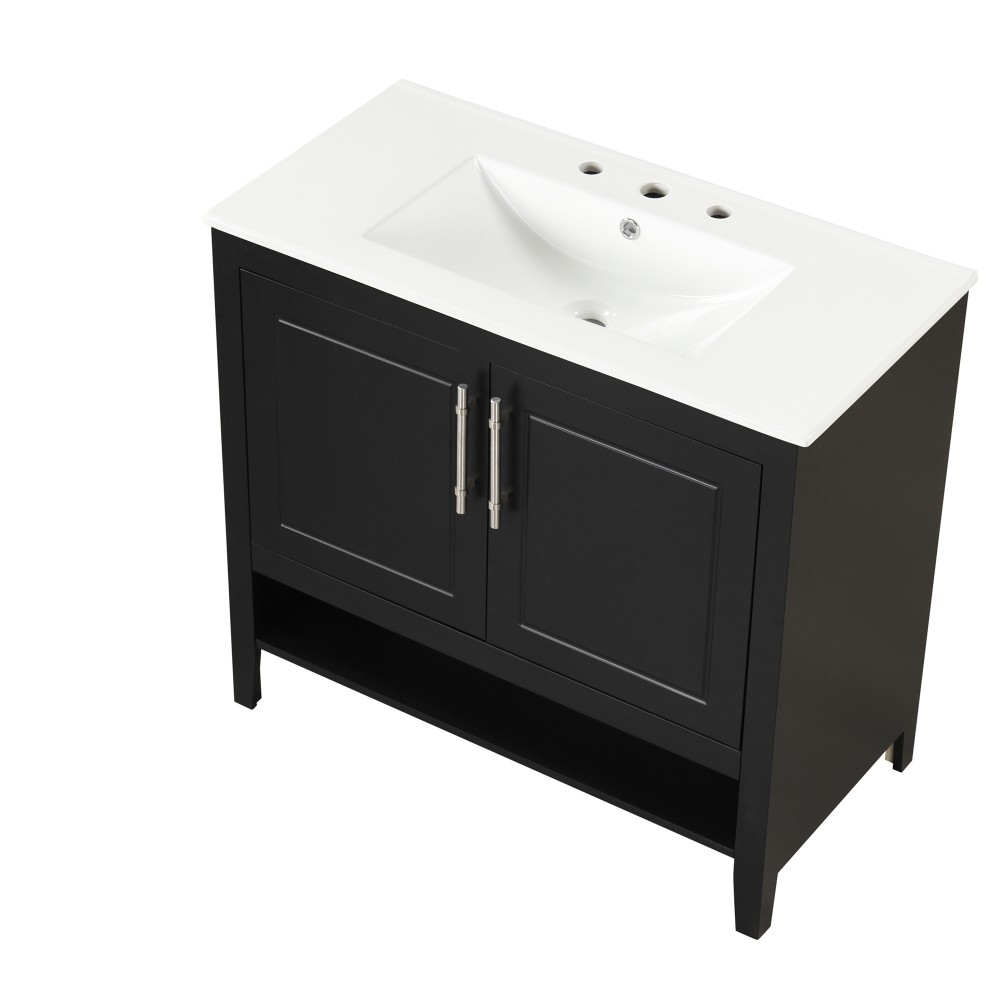 36 Inch Bathroom Vanity with Ceramic Sink Freestanding Bathroom Storage Cabinet
