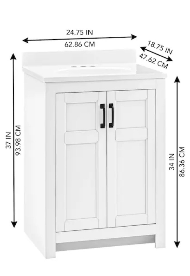 Style Selections Lowry 24-in Bathroom Vanity White Cultured Marble Top 2 Doors