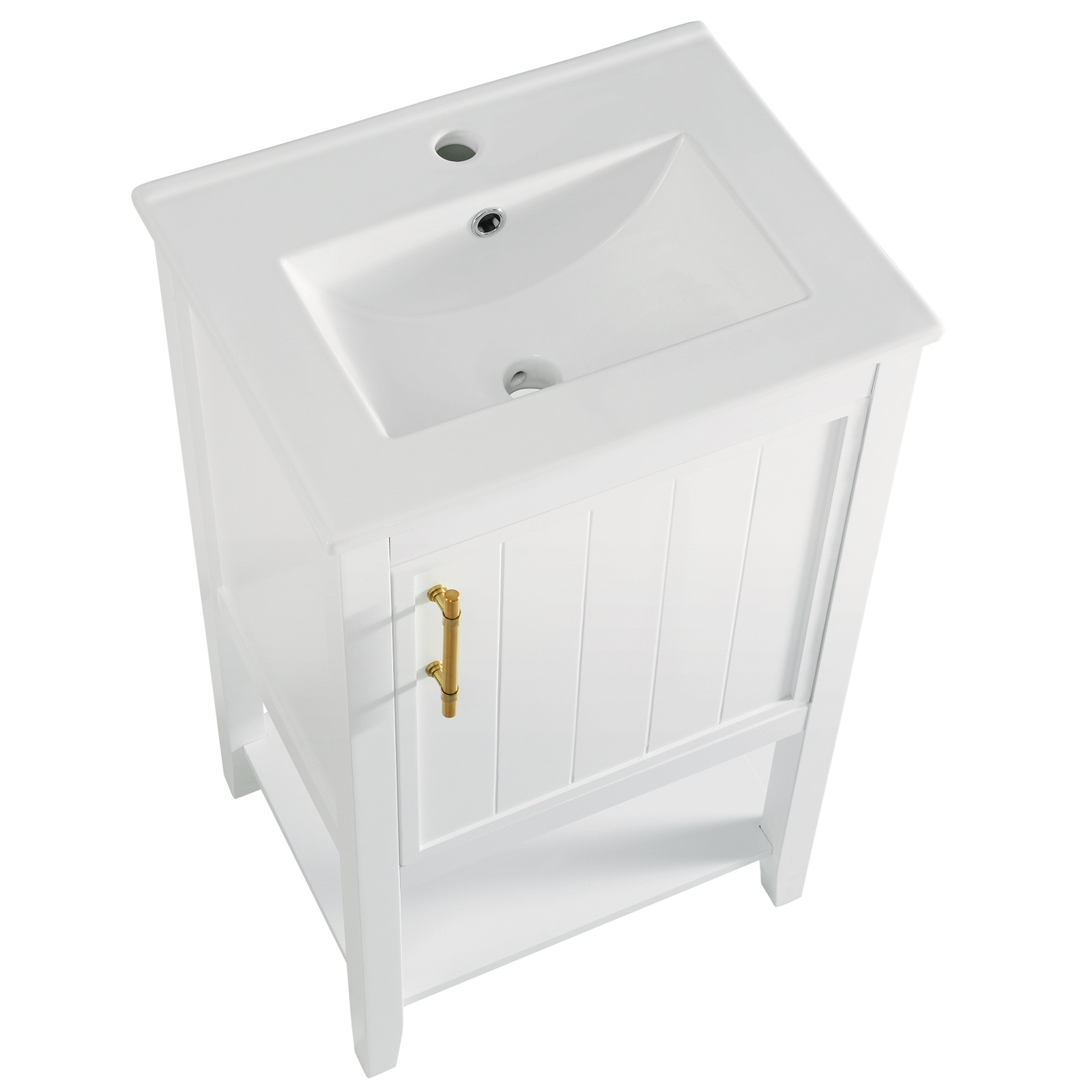 20″ Bathroom Vanity with Sink, Cabinet, Soft Close Door, White