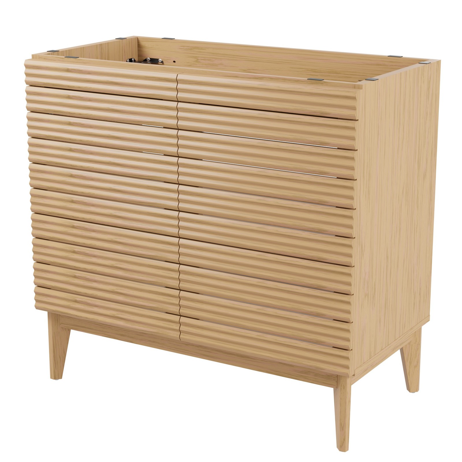 Calandre 36 in. W x 18 in. D x 33 in. H Thin Linear Slat Modern Farmhouse 2-Shel