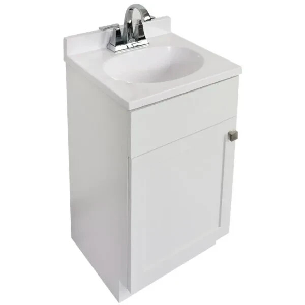 Modular Vanity Tops 31 X 19″ Solid White Cultured Marble Vanity Top And Bow