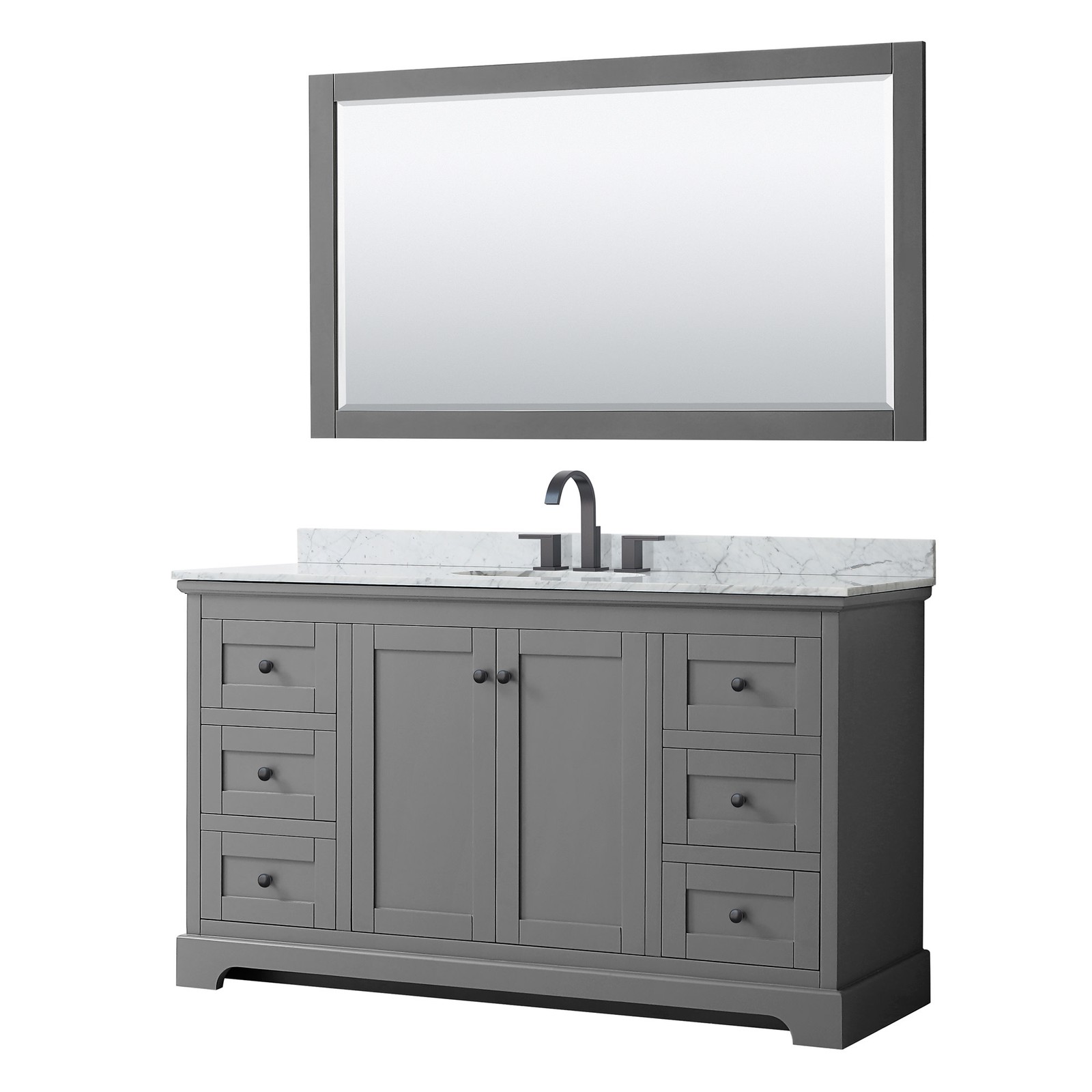 Wyndham Collection WCV232360SCMUNOM58 Avery 60″ – Dark Gray / White Carrara