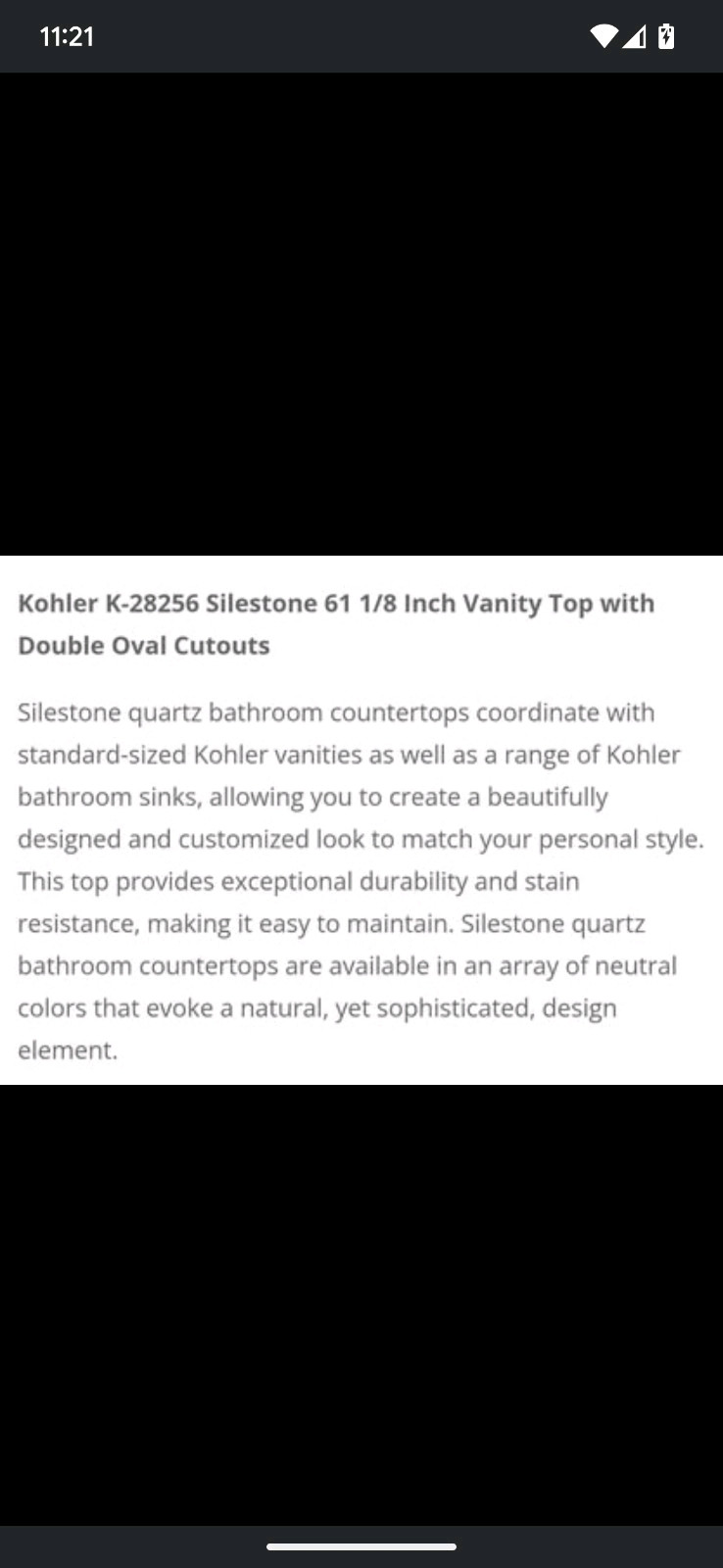 Kohler 28256-EST- Silestone Quartz 61″ Vanity Top with Double Oval Sink Cutouts