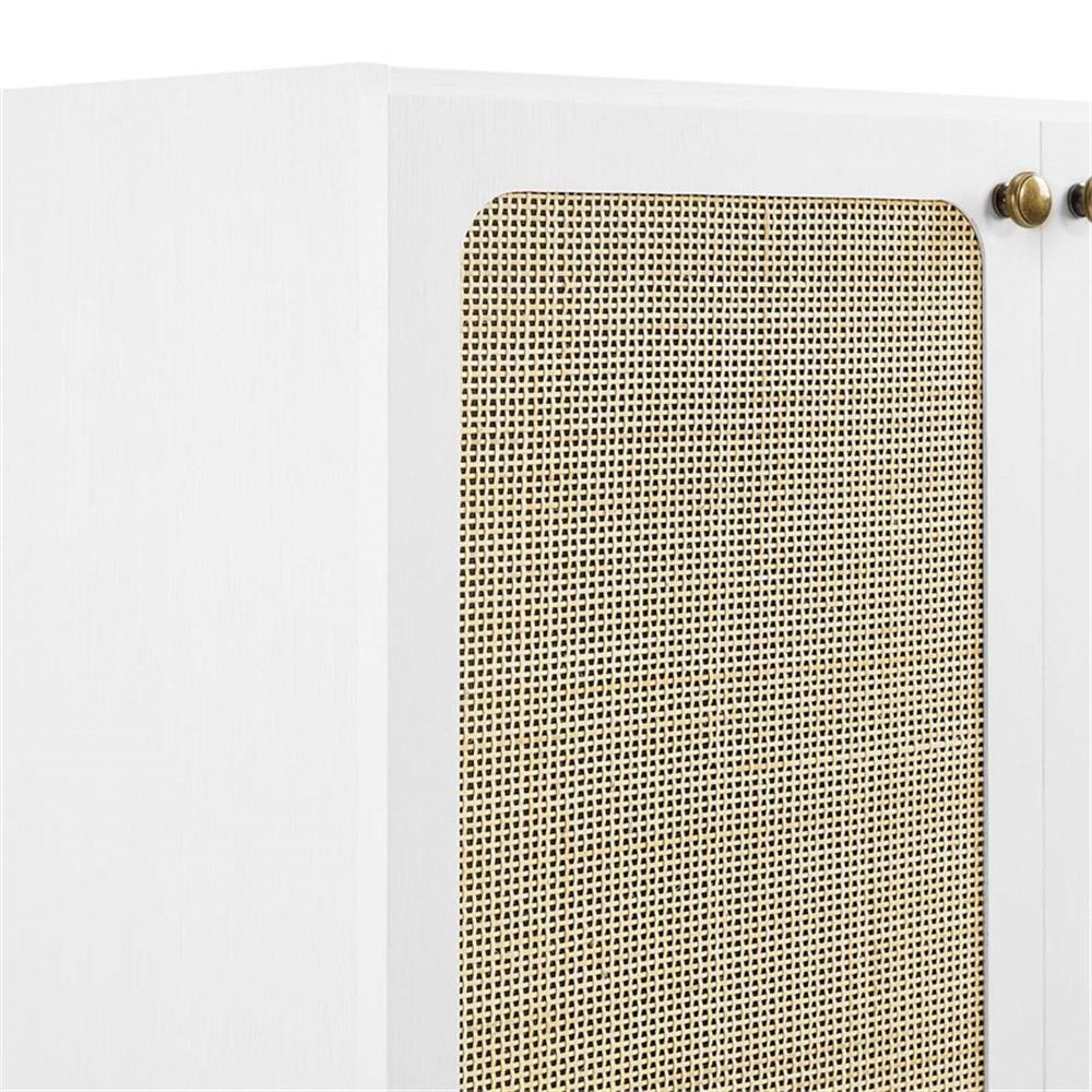 Modway Chaucer 30″ Wood & Rattan Bathroom Vanity Cabinet in White