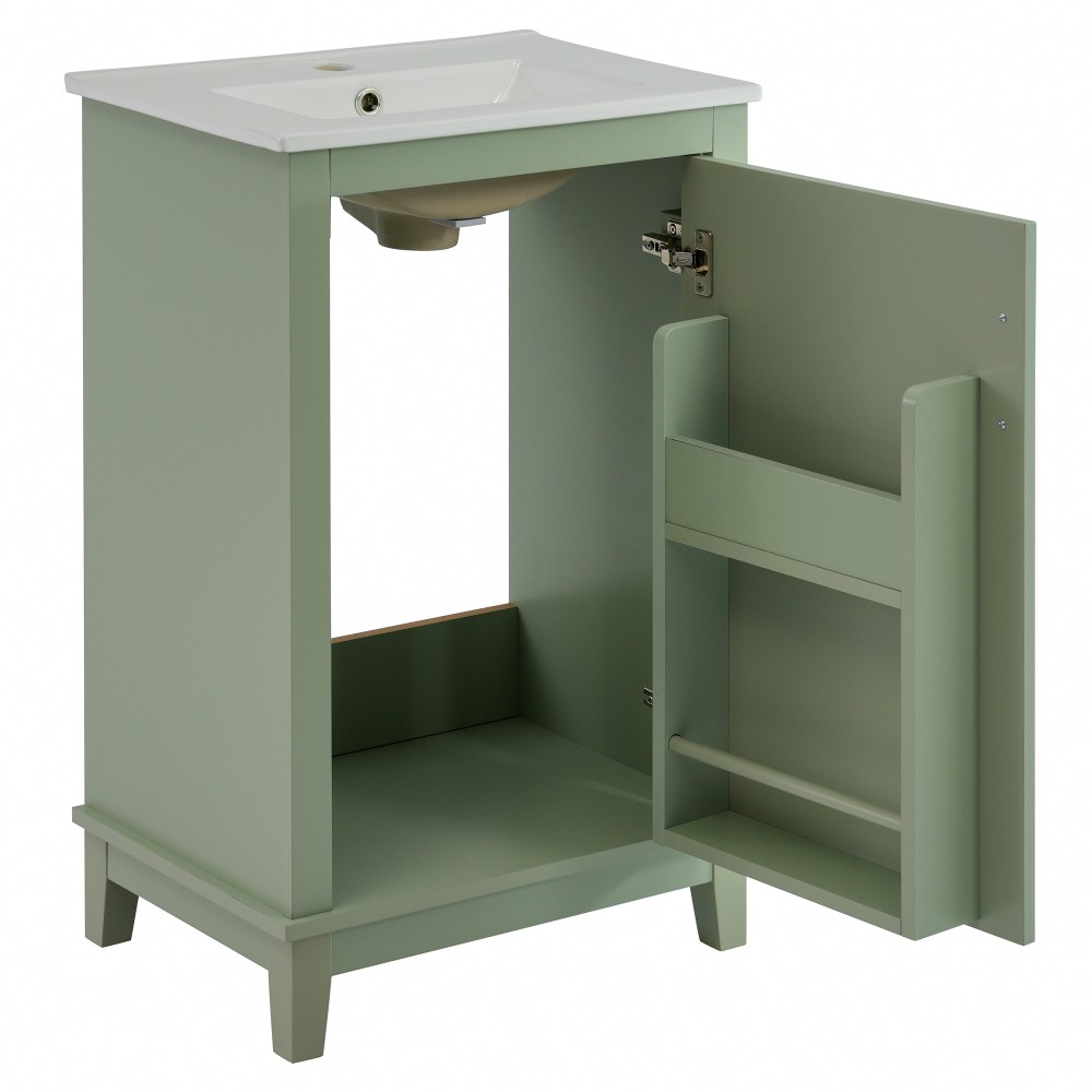 20 Inch Modern Small Bathroom Vanity Cabinet With Ceramic Basin- 20*14.5*33.3 In