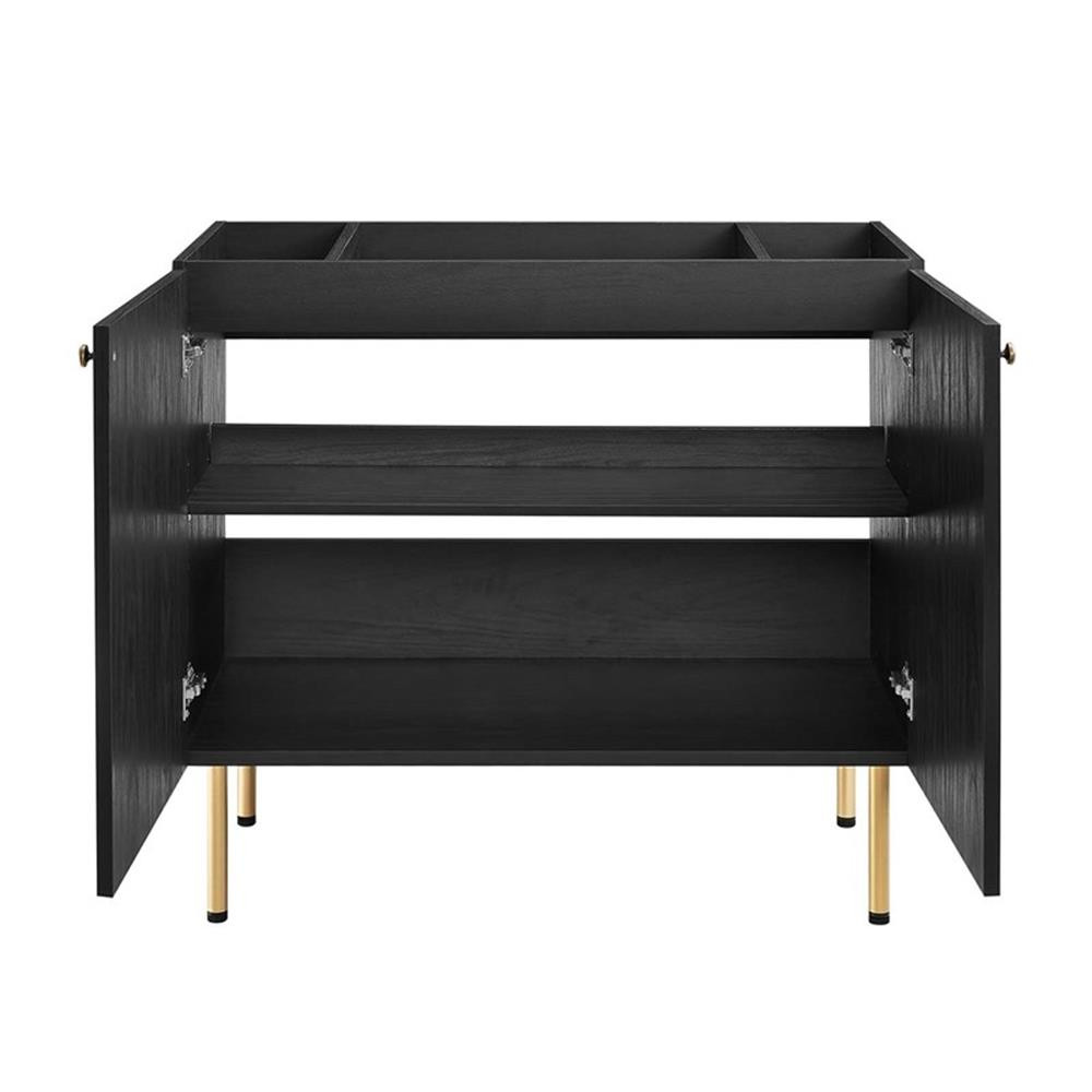 Modway Chaucer 36″ Wood & Rattan Bathroom Vanity Cabinet in Black