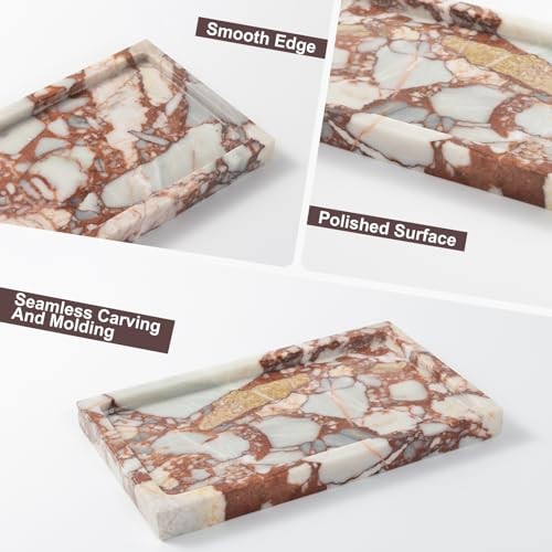 Deep Red Marble Rectangular Tray 10×6 Inch – Bathroom & Calacatta Red – 1 Pack