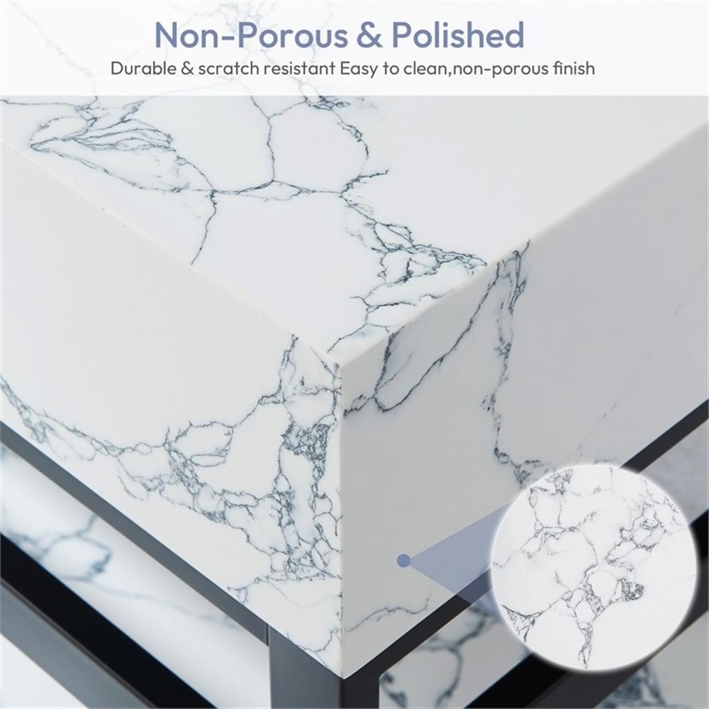 Ecija 72″ Matte Black Metal Vanity with Pandora White Composite Top and Mirror