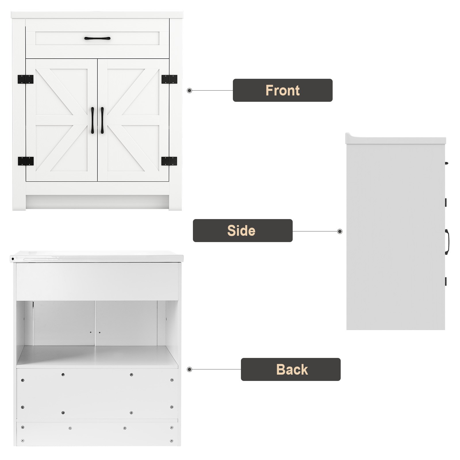Single Basin Vanity Set with Water Resistant Cabinet Design For Bathroom