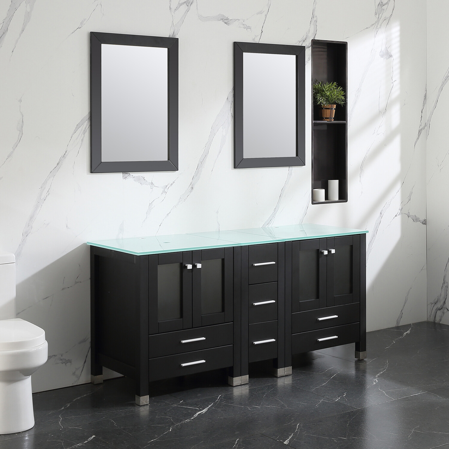 Bathroom Vanities 60″ Double Cabinets Combo w/Mirror