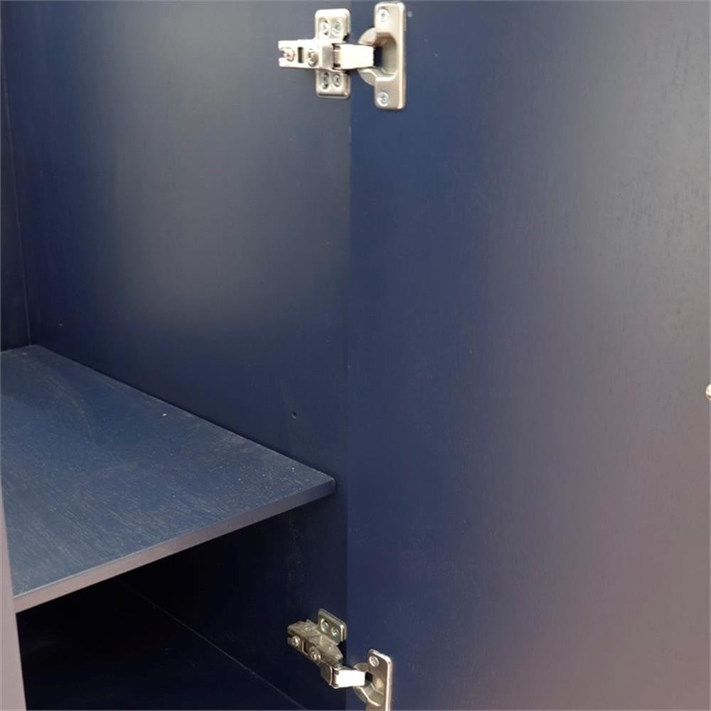 37 in. Single Wooden Vanity Blue Black Galaxy Round Left Door.Left Sink