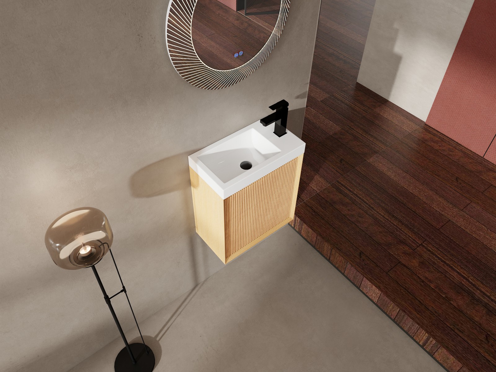 18.5″ Floating Bathroom Vanity and Resin Sink Combo W/1 Door for Small Space MDF