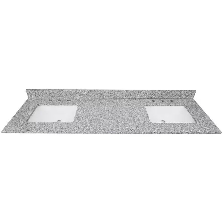 73 in. W x 22 in D Granite White Rectangular Double Sink Vanity Top in Gray