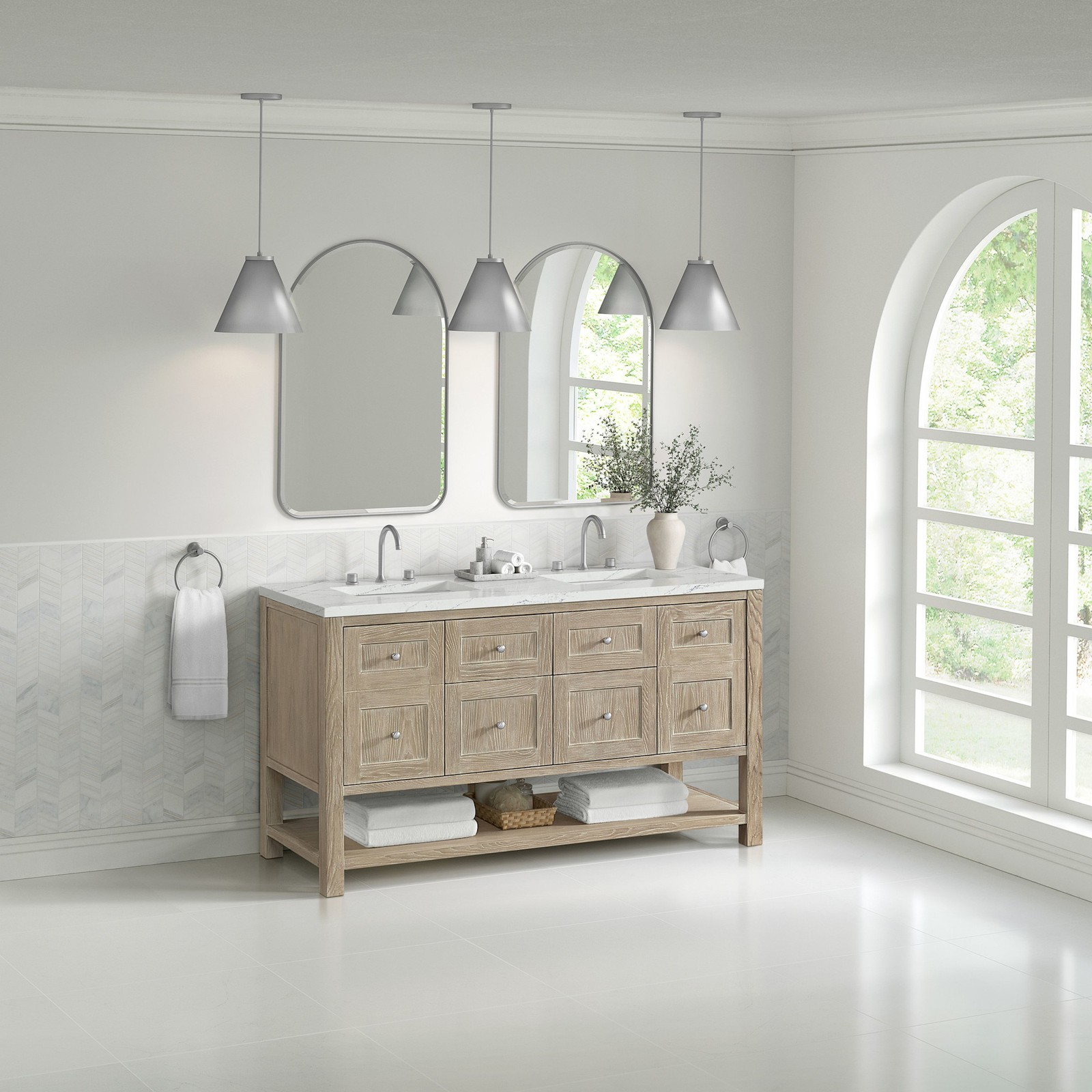 James Martin Vanities 330-V60D-FENC Breckenridge 60″ – Whitewashed Oak