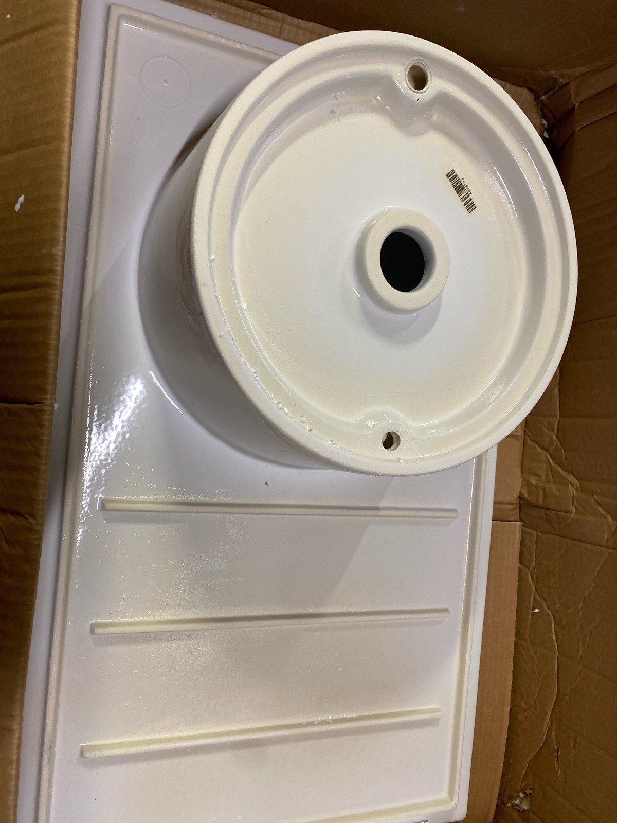 WS Bath Skyland 32137.01 32″ Gloss White Vanity Top Sink, Single Faucet Hole