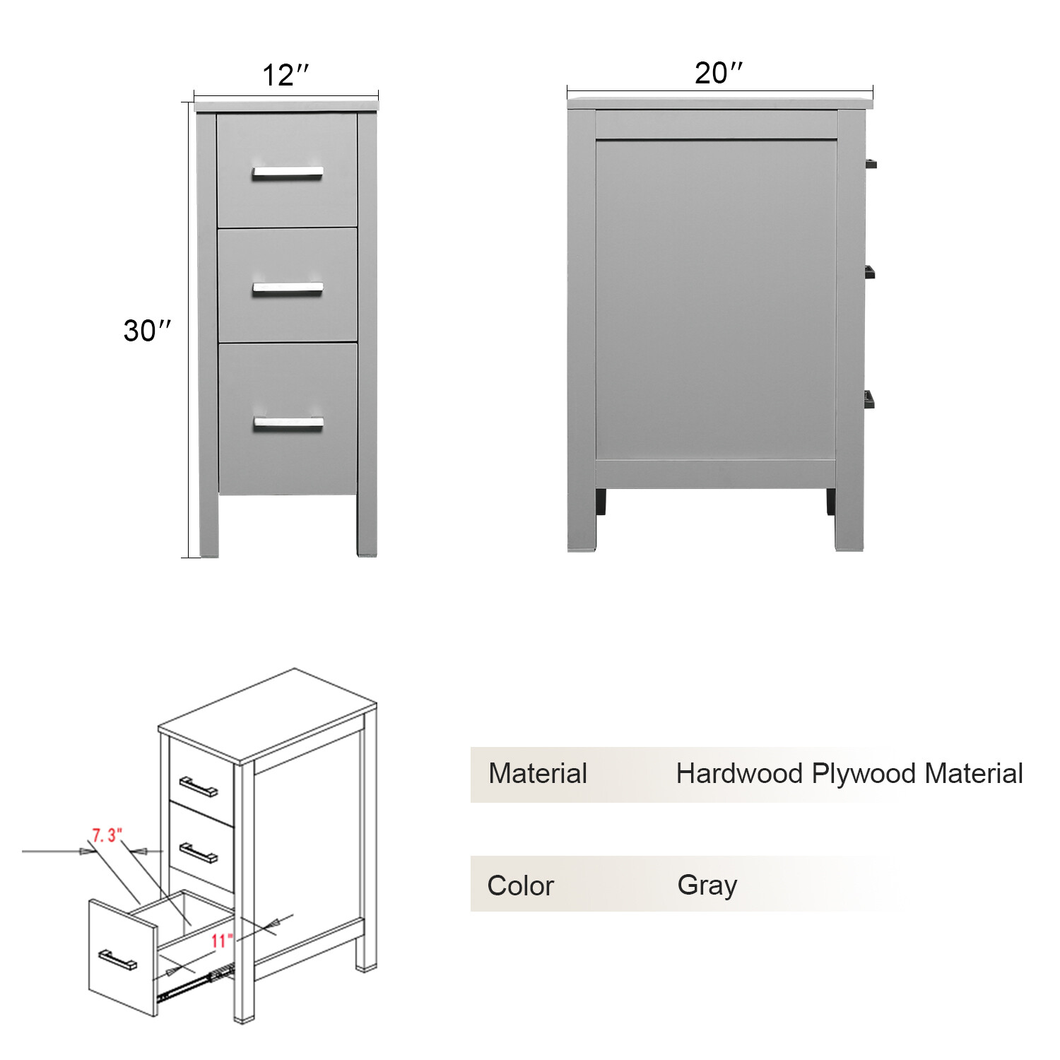 72″ Bathroom Vanity Set Gray Ceramic Double Vessel Sink Faucet Mirror Combo